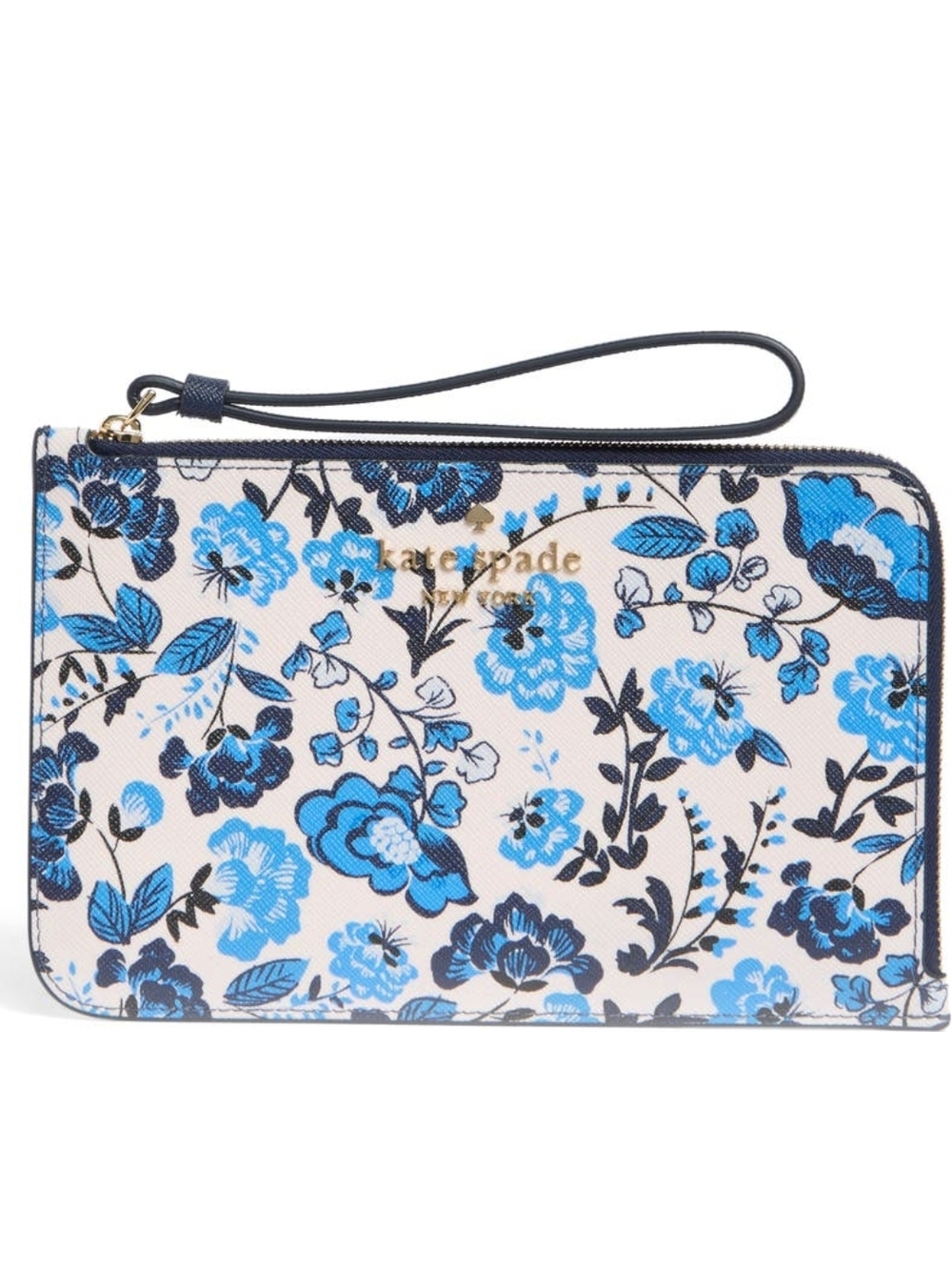 Kate Spade Cameron Vase Floral Blue Multicolor Wristlet, NWT